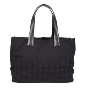 Chanel Black Jacquard Nylon Travel Line Tote Handbag NQ00099
